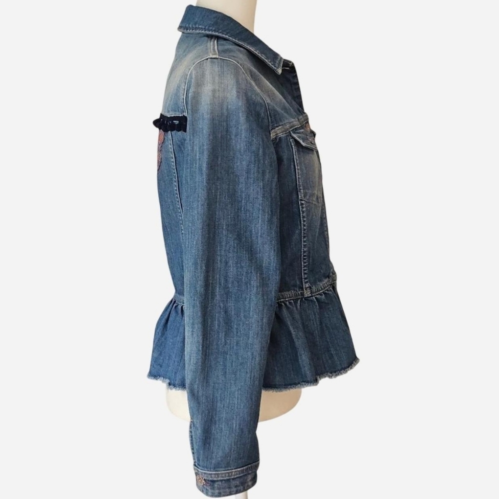 SALSA Women's Size‎ M Blue Denim Jacket with Embroidered Back - Picture 5 of 11